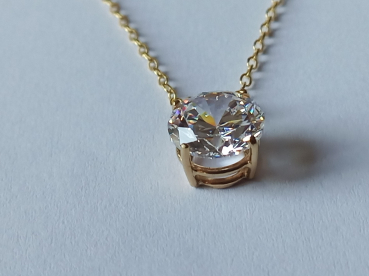 gold plated silver chain with 10 mm white zirconia pendant-anchor chain 45 cm-